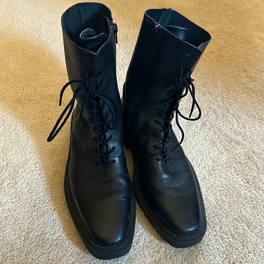 ASOS Black Pebble Leather Combat Boots sz 7.5/8